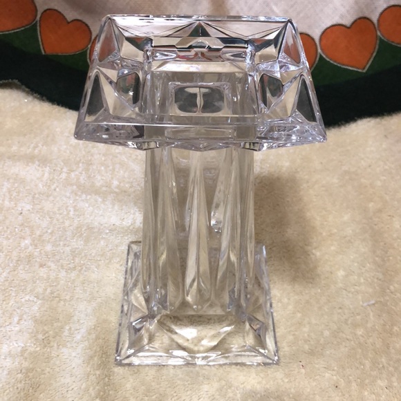 Vintage Heavy Cut Glass Pedestal Candle Holder/Vase, Reversible 7x4” - Picture 7 of 10